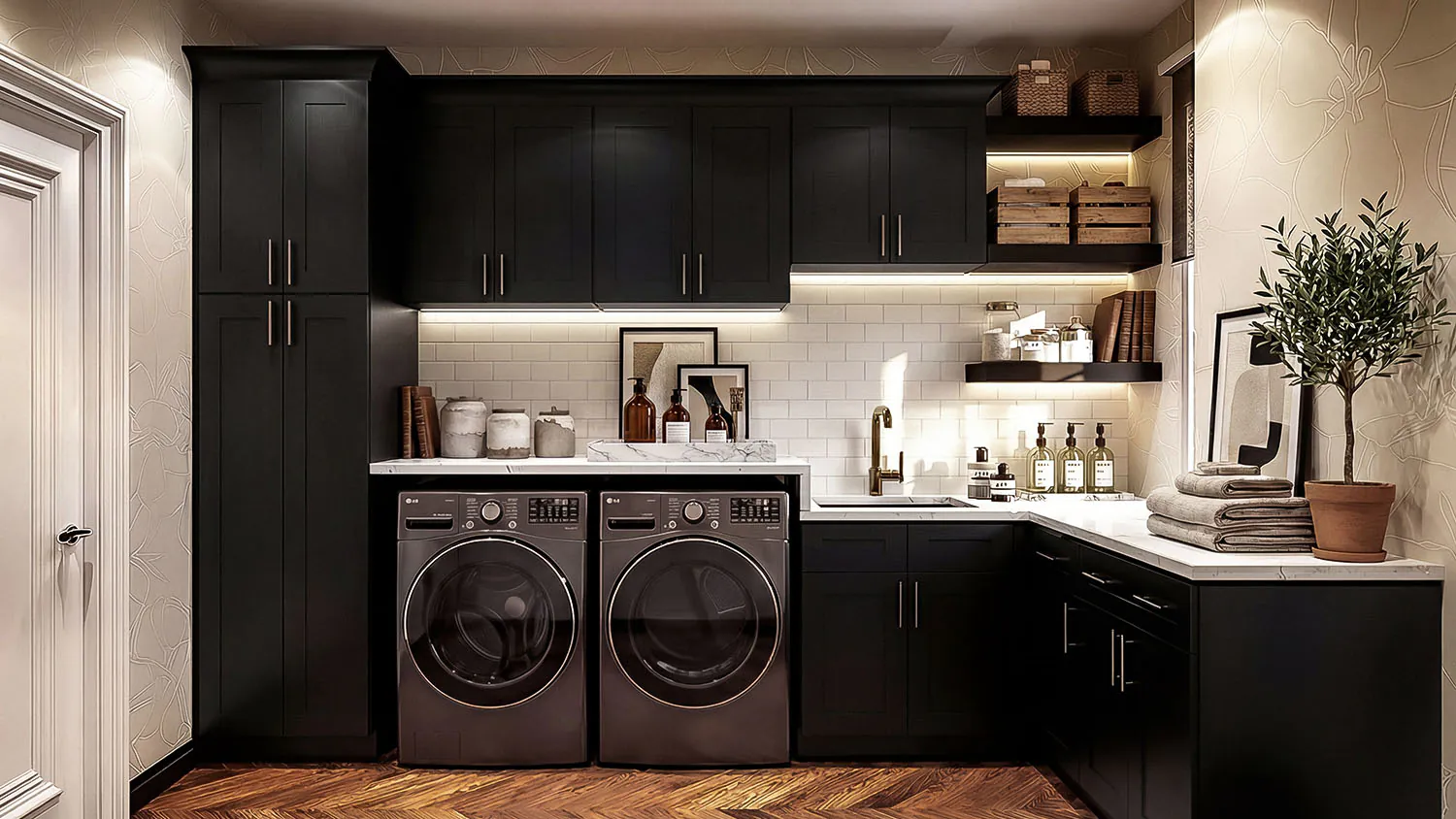 Bayview Black Shaker cabinet door kitchen design inspiration for South Florida remodeling