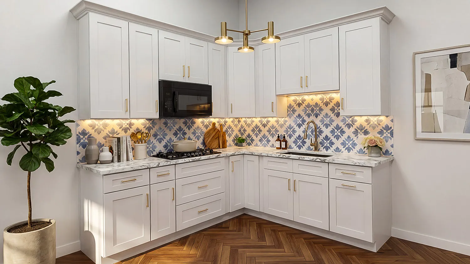 Bayview White Shaker cabinet door kitchen design inspiration for South Florida remodeling