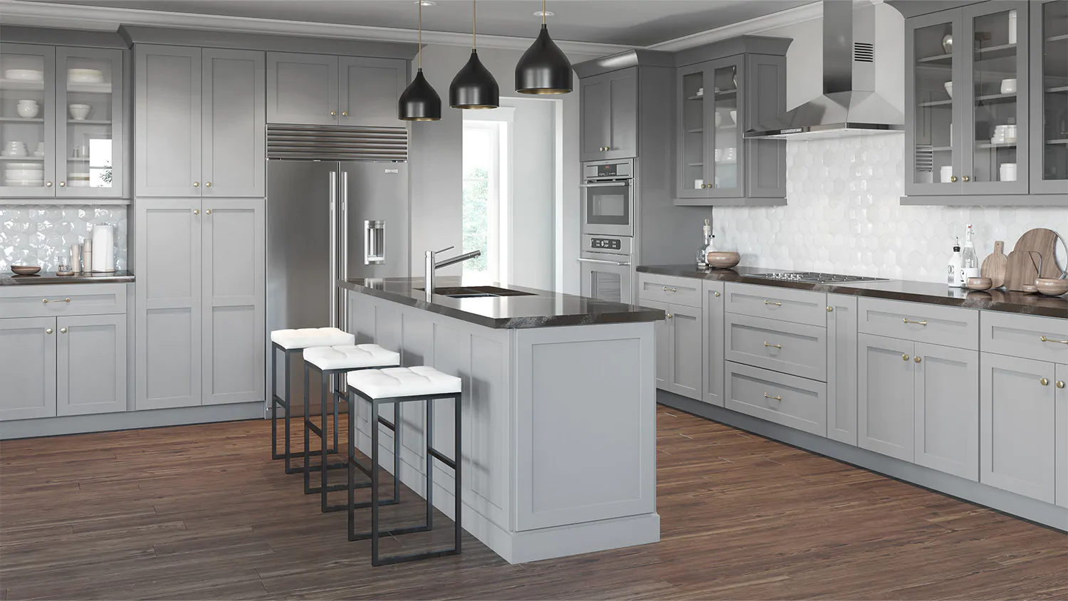 Dolphin Grey Shaker cabinet door kitchen design inspiration for South Florida remodeling