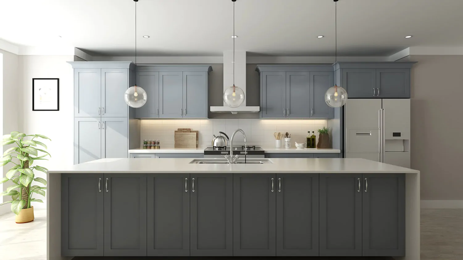 Harbor Grey Shaker cabinet door kitchen design inspiration for South Florida remodeling