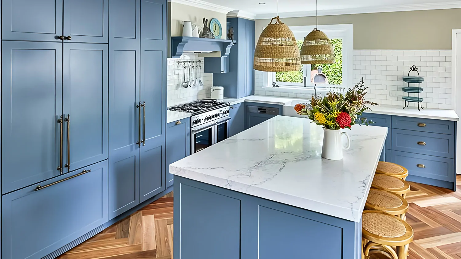 Lancaster Ocean Blue cabinet door kitchen design inspiration for South Florida remodeling