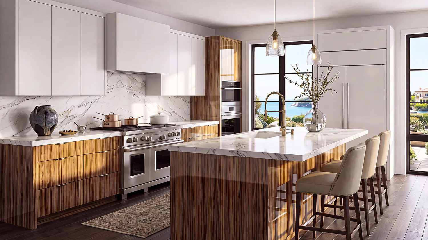 Light Wood Gloss cabinet door kitchen design inspiration for South Florida remodeling