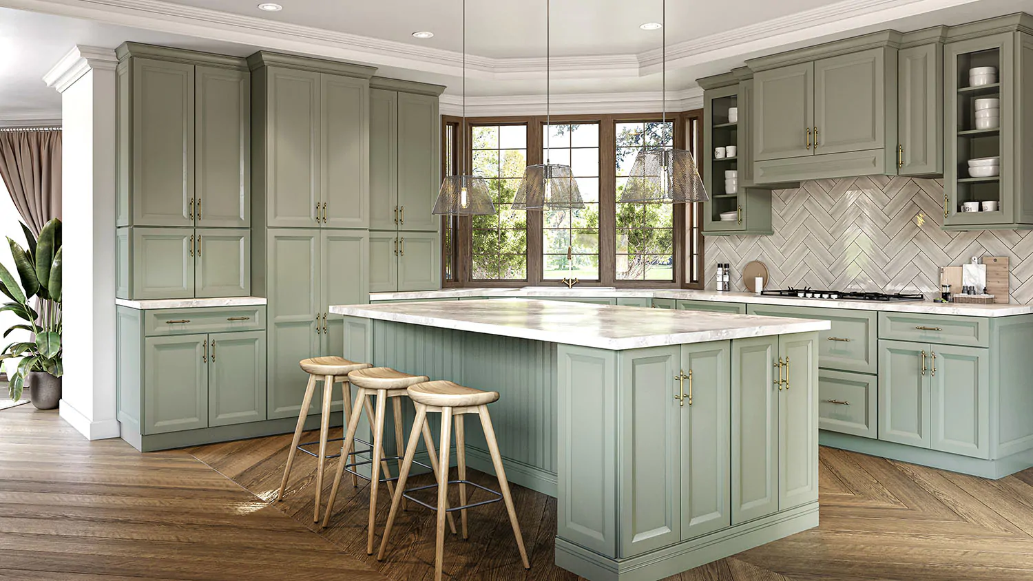 Majestic Sage Green cabinet kitchen design inspiration for South Florida remodeling