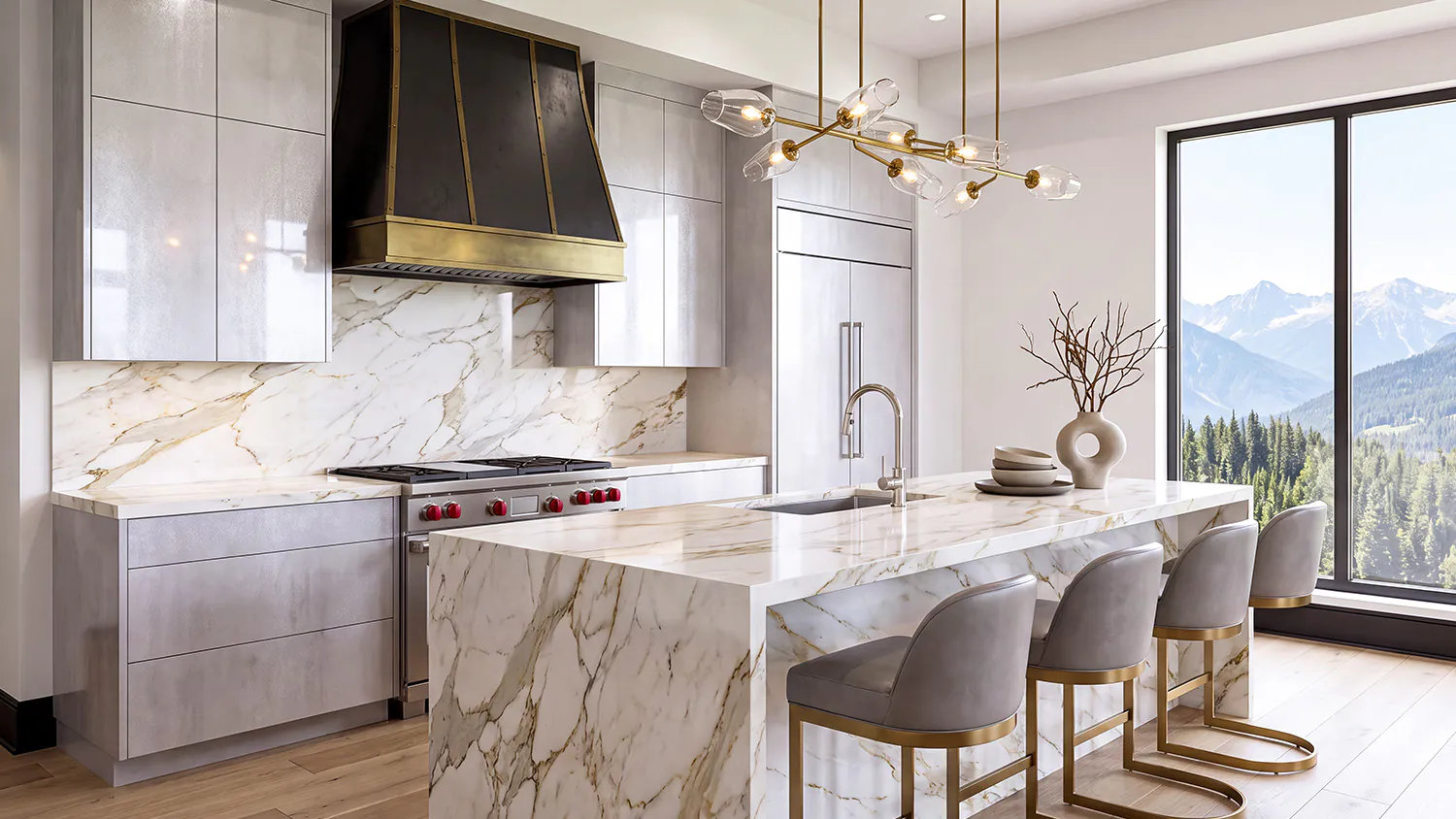 Mediterranean Stone cabinet door kitchen design inspiration for South Florida remodeling
