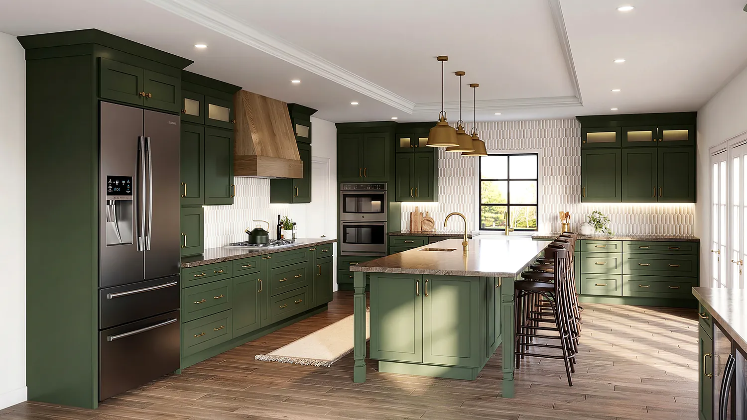 Moss Green Shaker cabinet door kitchen design inspiration for South Florida remodeling