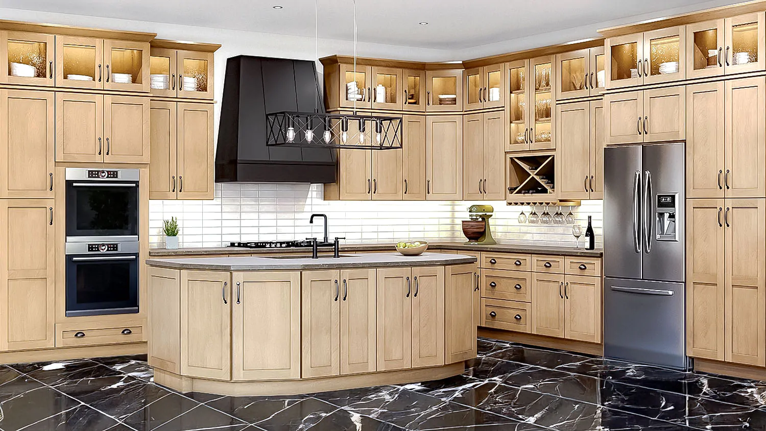 Natural Wood Shaker cabinet kitchen design inspiration for South Florida remodeling