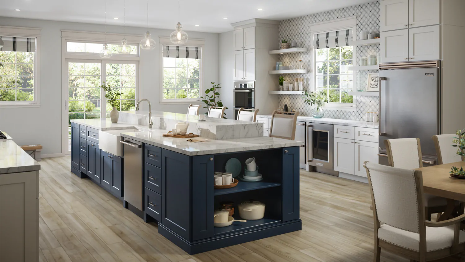 Navy Blue Shaker cabinet door kitchen design inspiration for South Florida remodeling