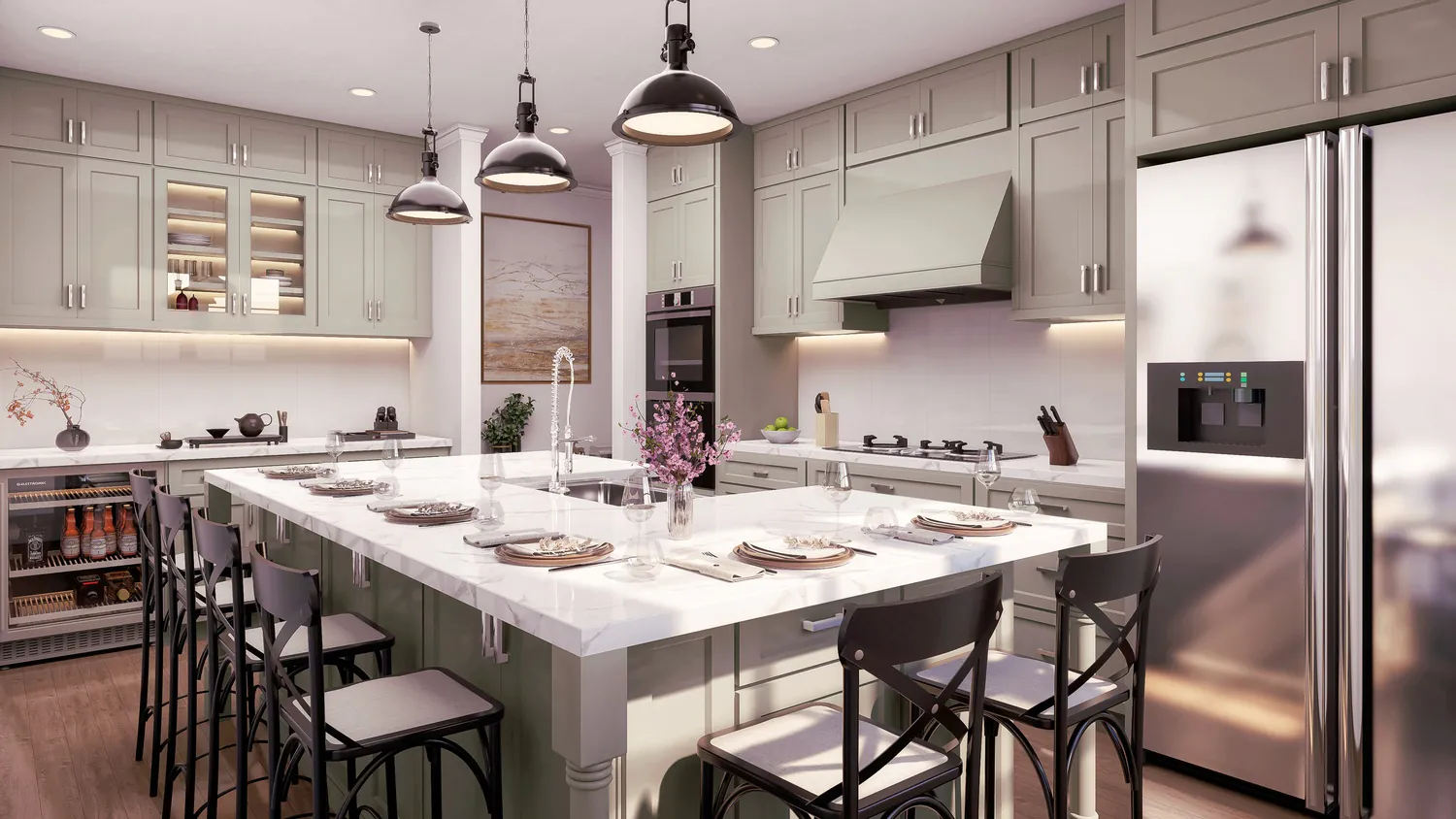 Newbury Taupe Shaker cabinet kitchen design inspiration for South Florida remodeling