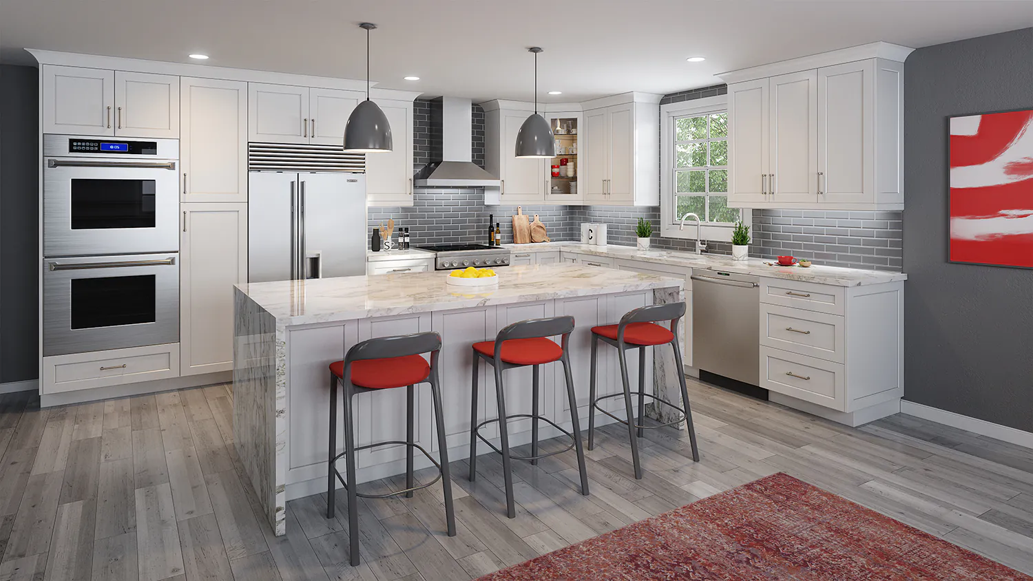 Newbury White Shaker cabinet door kitchen design inspiration for South Florida remodeling