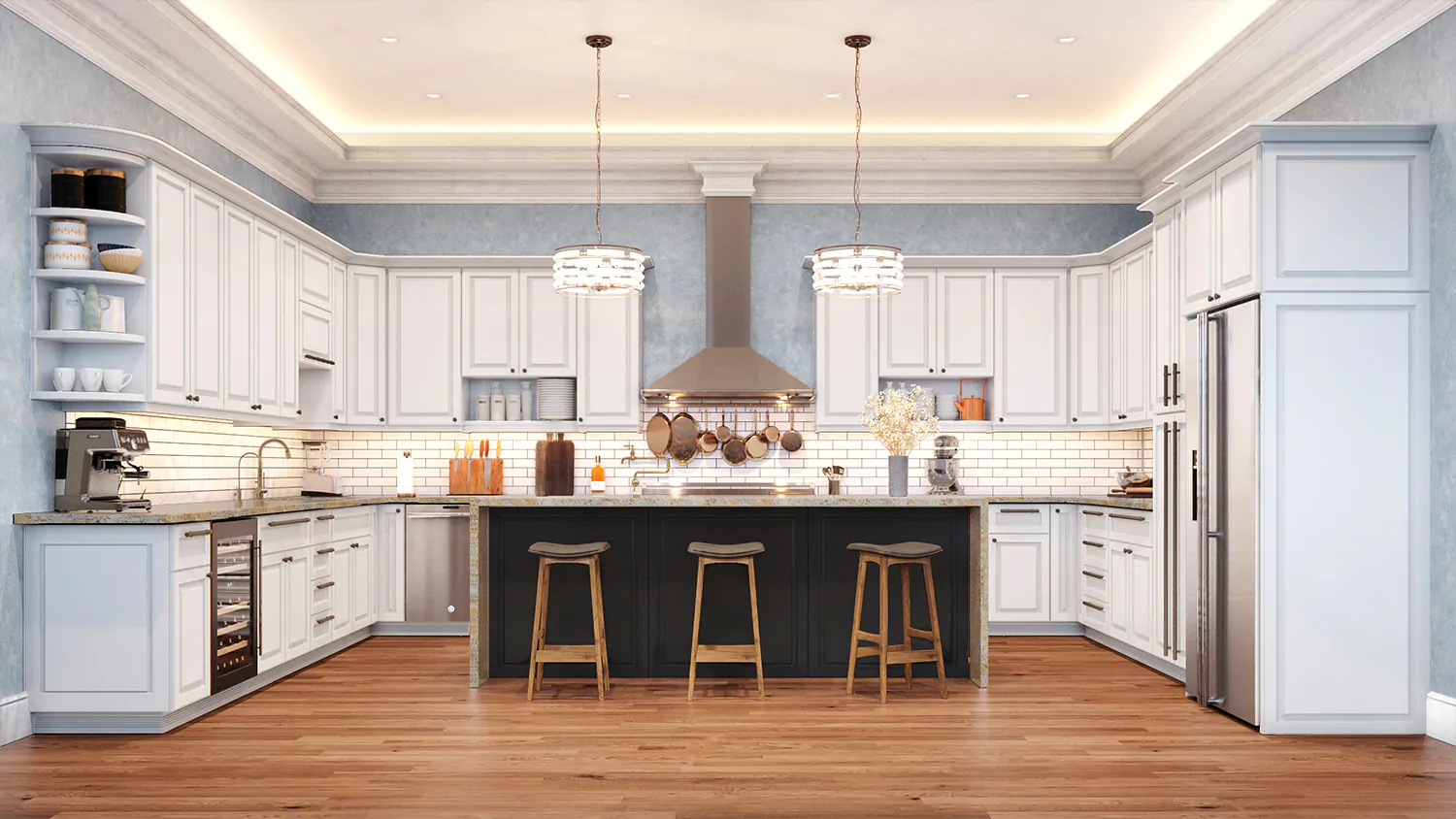 Newport White cabinet door kitchen design inspiration for South Florida remodeling