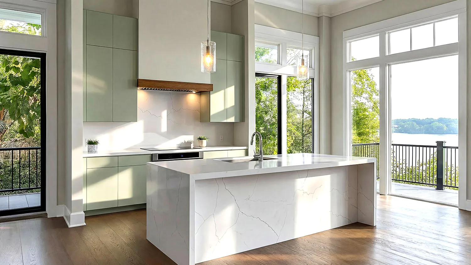 Scandi Sage Green cabinet door kitchen design inspiration for South Florida remodeling
