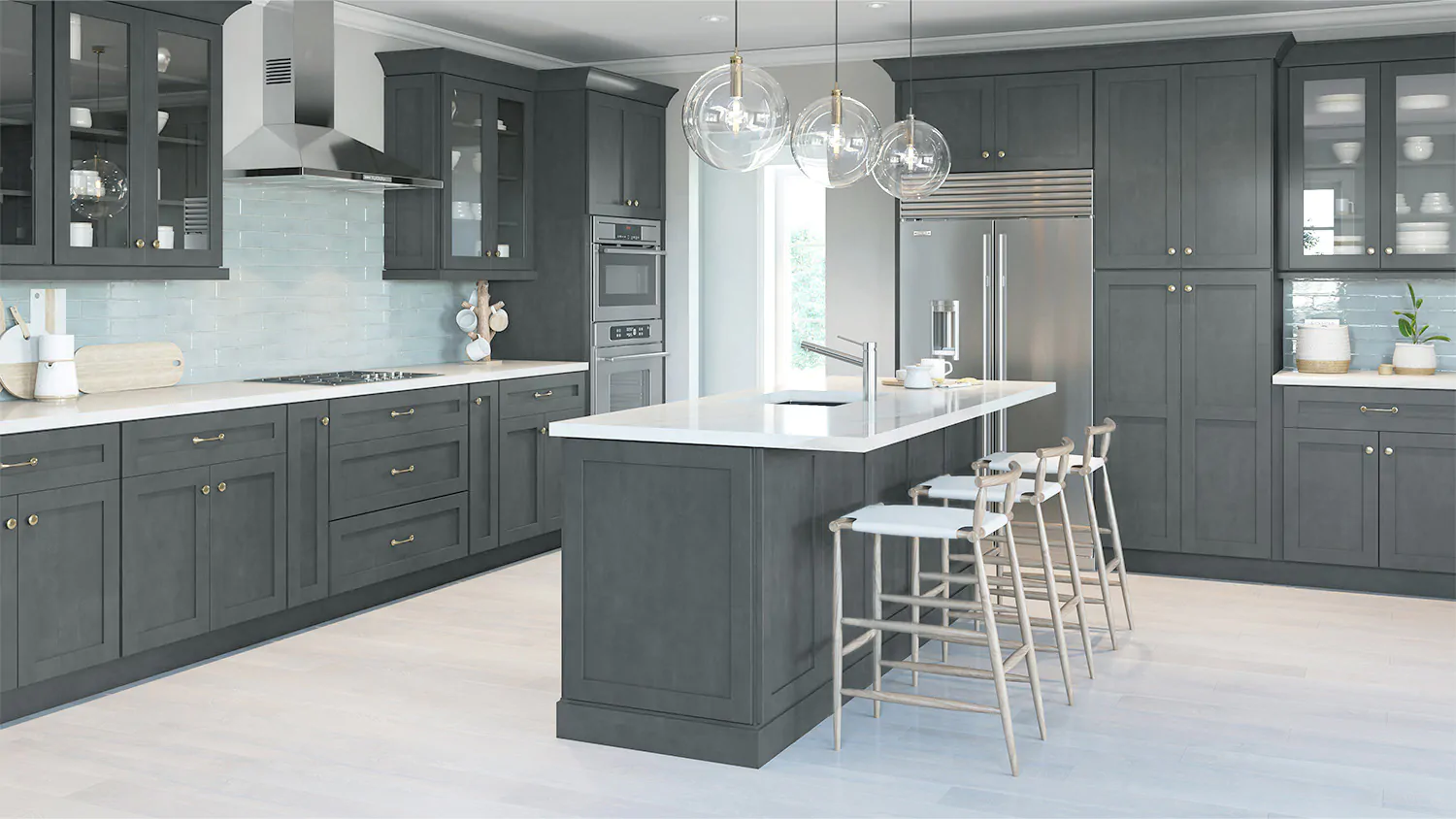 Slate Grey Shaker cabinet door kitchen design inspiration for South Florida remodeling