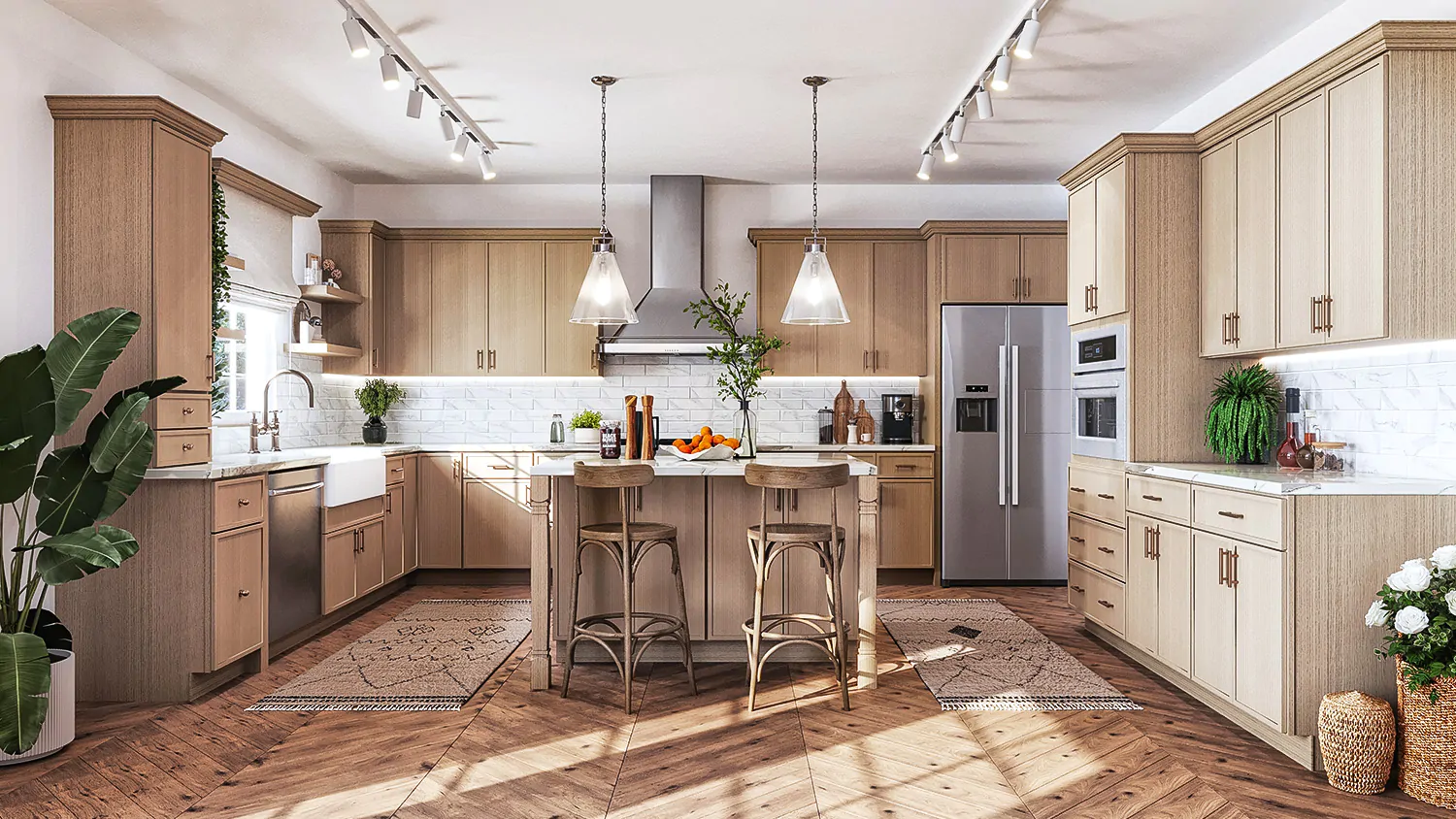 Slim White Oak cabinet door kitchen design inspiration for South Florida remodeling