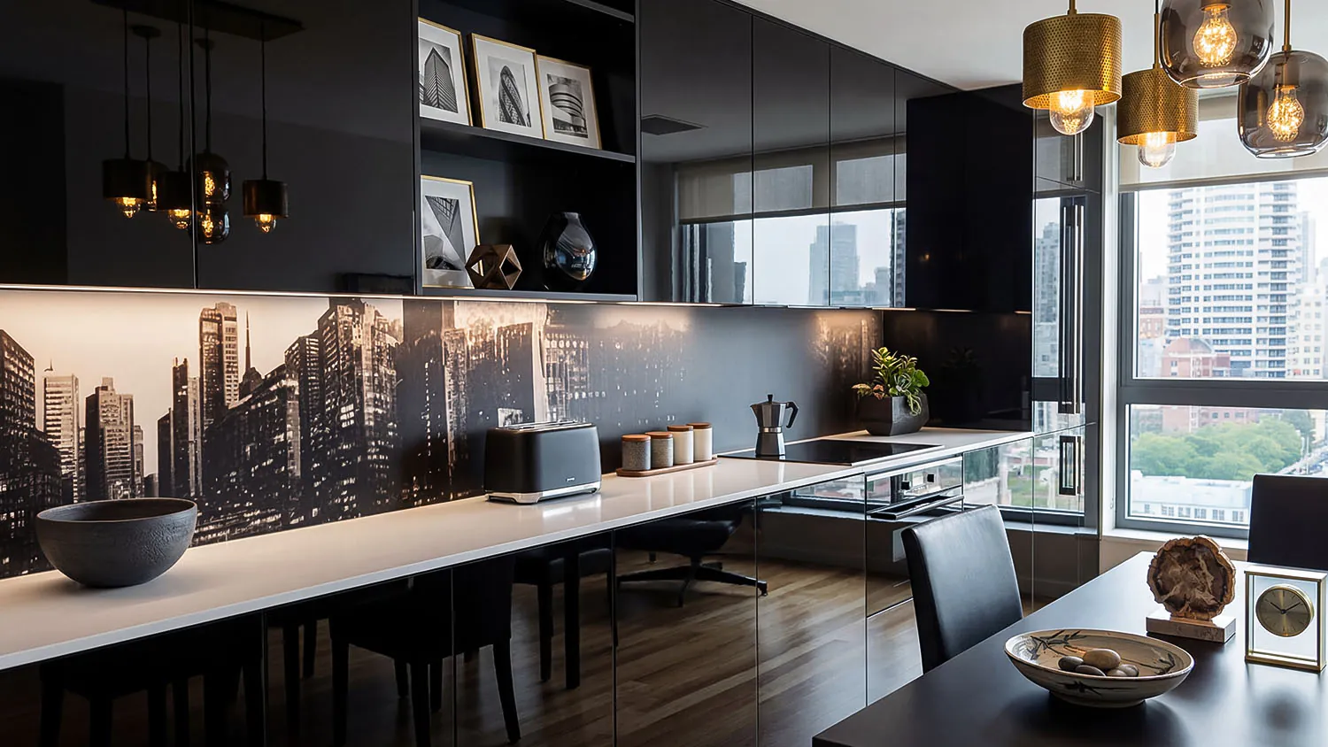 True Black Gloss cabinet door kitchen design inspiration for South Florida remodeling