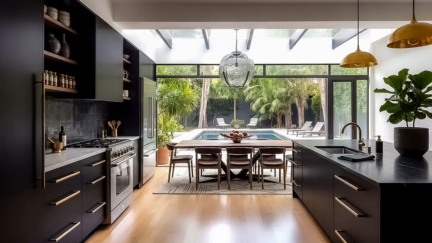 True Black Matte cabinet door kitchen design inspiration for South Florida remodeling