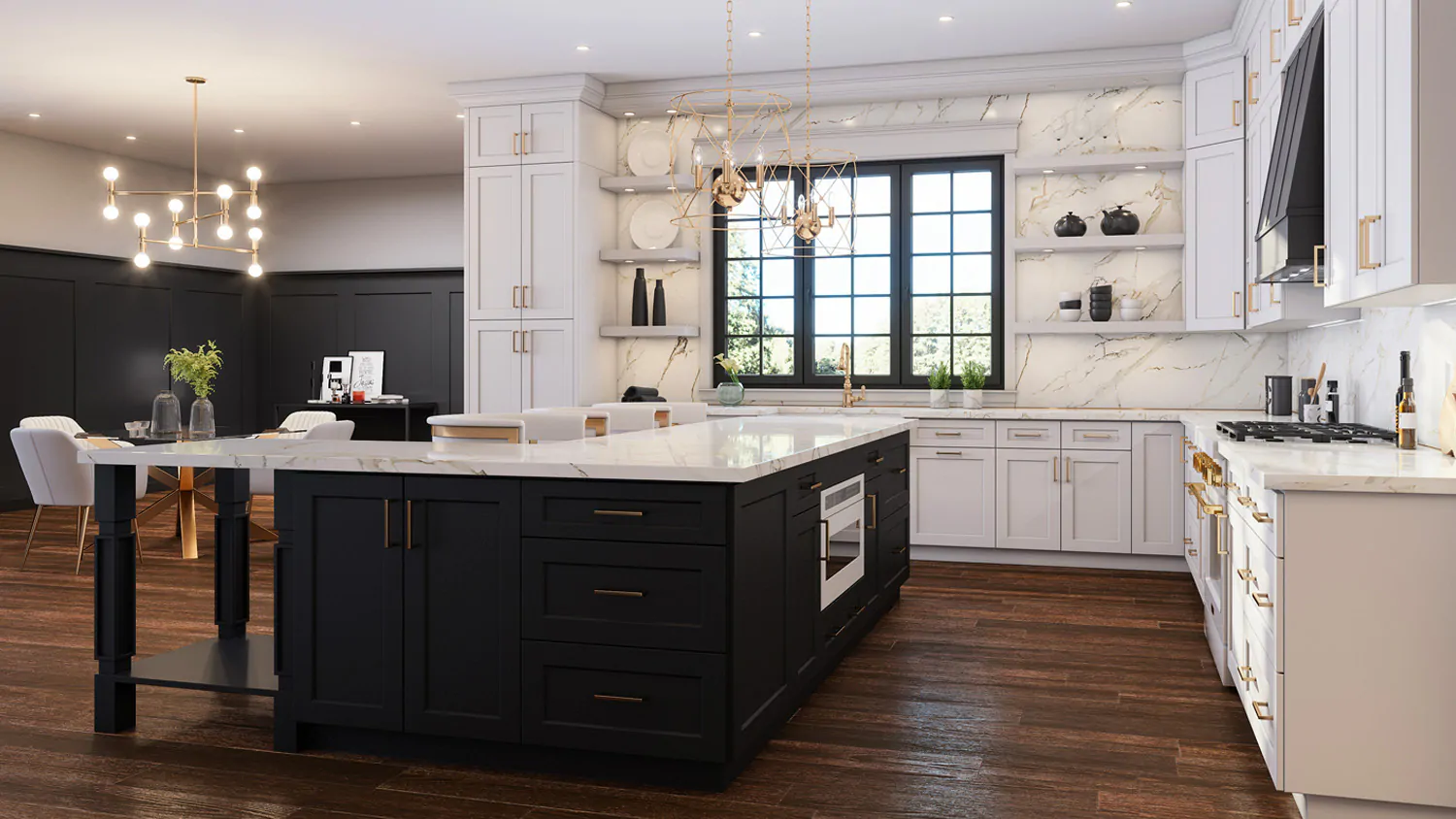 True Black Shaker cabinet door kitchen design inspiration for South Florida remodeling